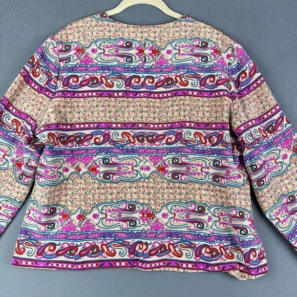 Vintage Anne Crimmins for Umi Blazer Womens 16 Abstract Paisley Print Silk Lined - Picture 7 of 11